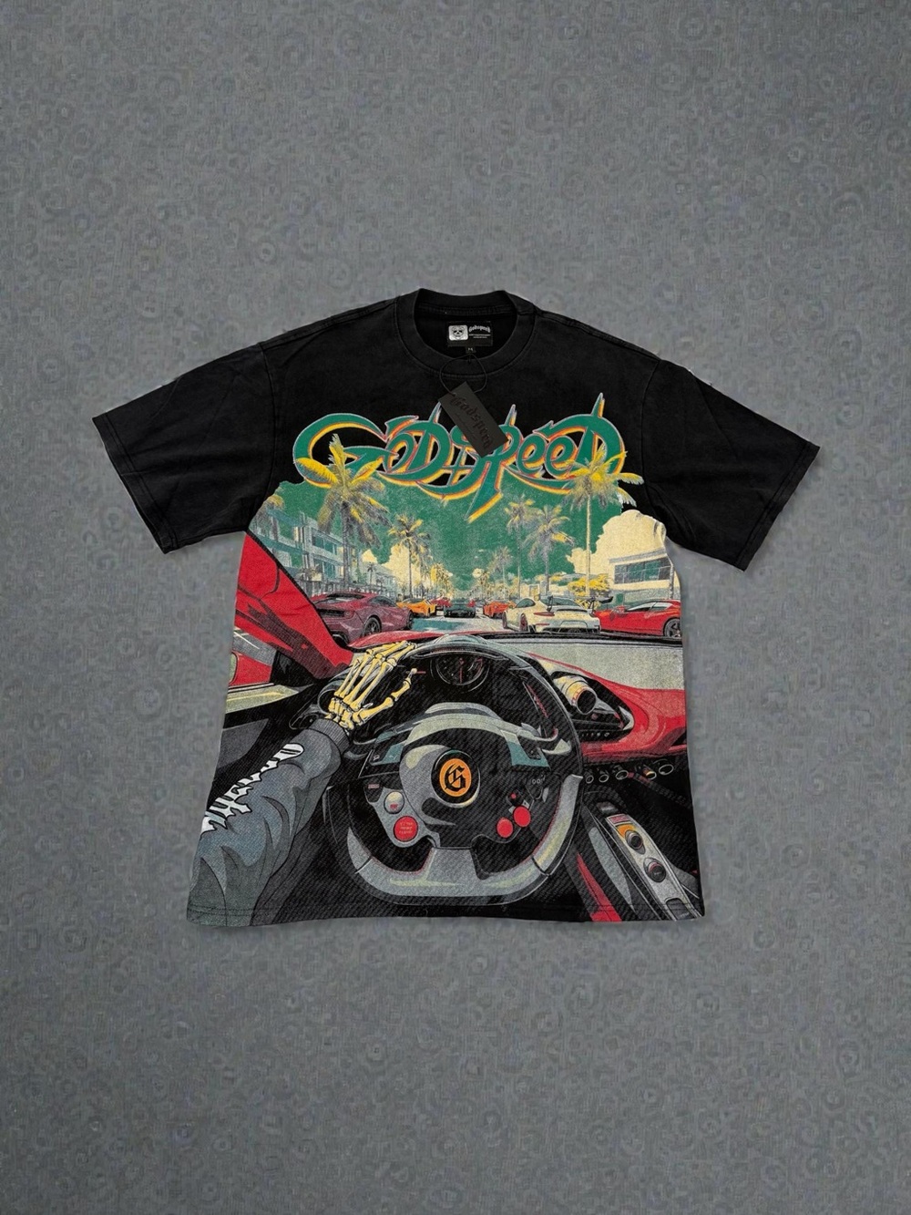 GoldSpeed Graphic Driving Print Short Sleeve Tee - Black